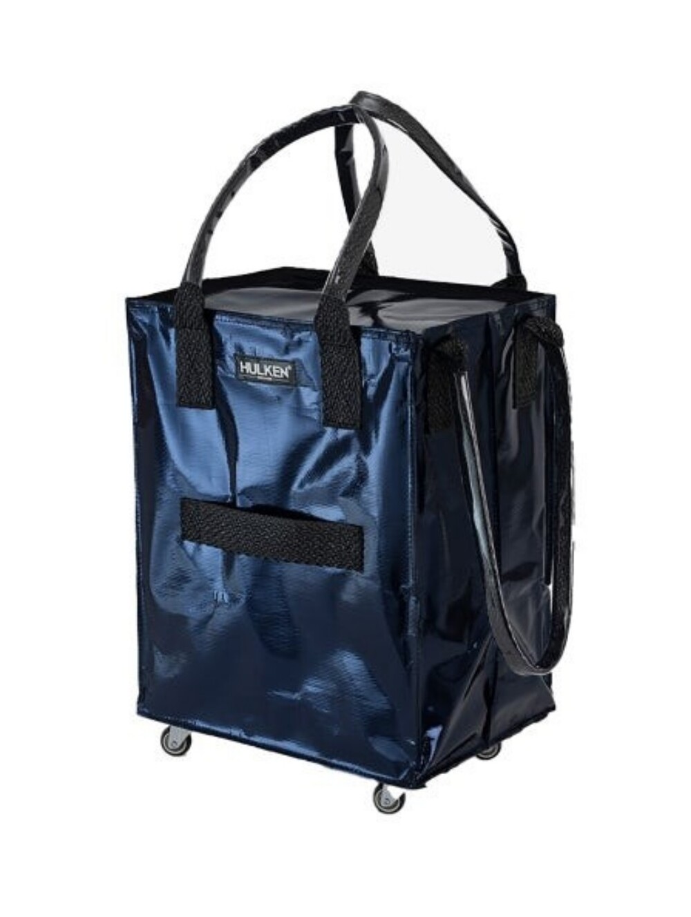 Hulken Metallic Midnight Blue Foldable Rolling Tote Bag 22 X 16 X 12"